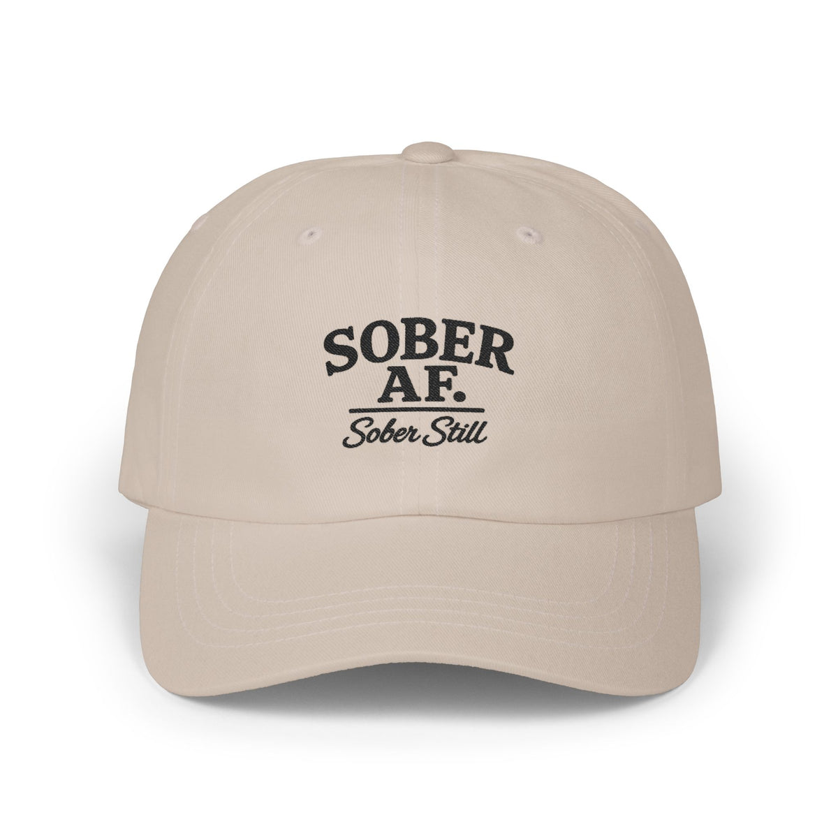Sober AF Dad Cap, close-up of the print