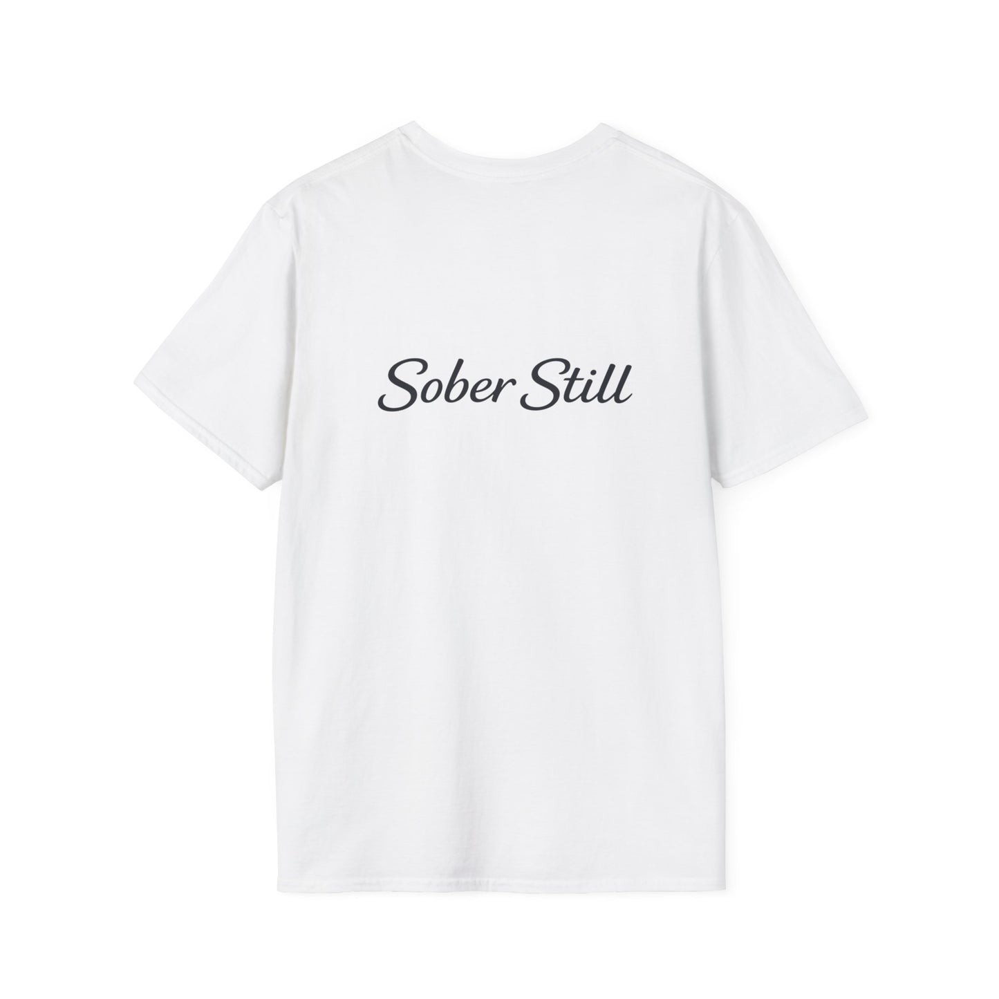 "I Am Still Sober" recovery t-shirt, alternate angle