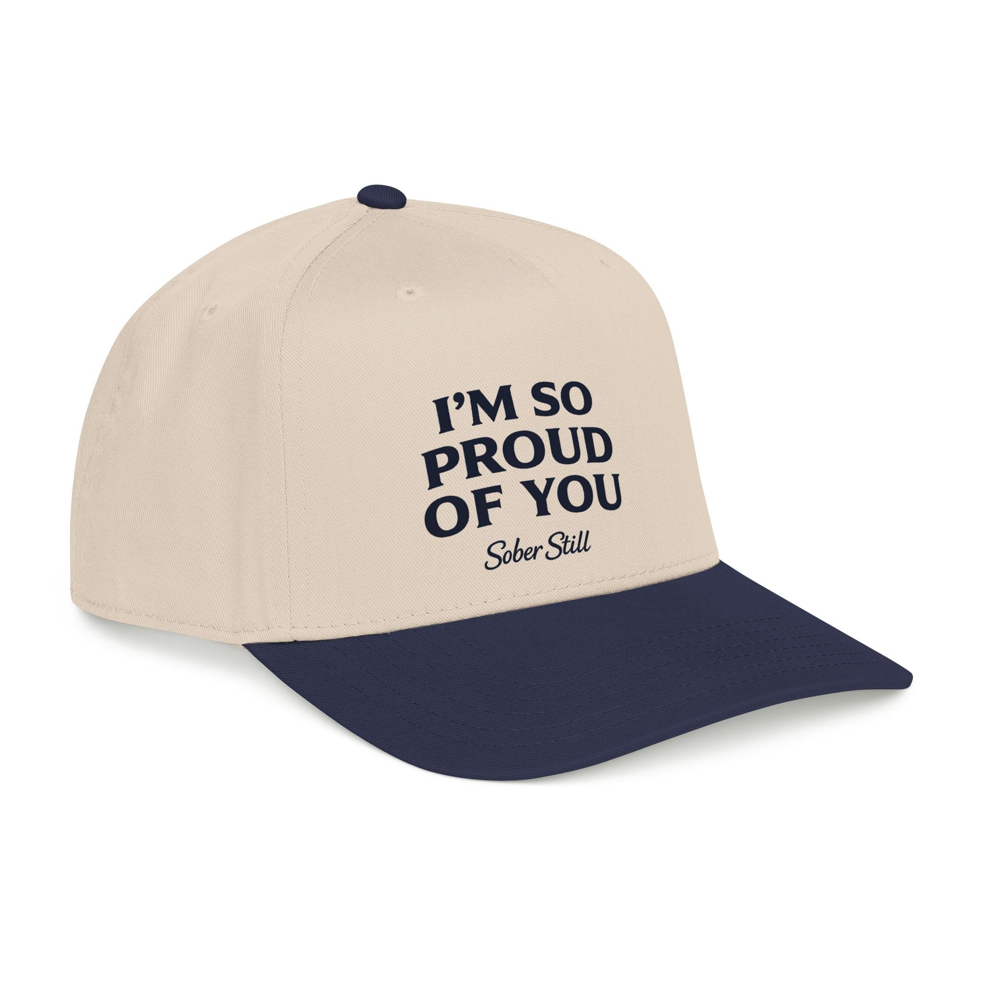 "I'm So Proud Of You" mid profile hat, closer detail shot