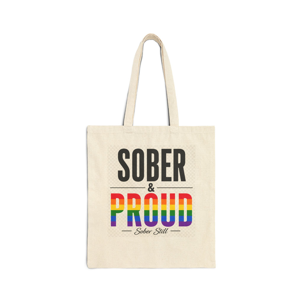 Canvas Tote — "Sober & Proud" Rainbow Pride Recovery Bag