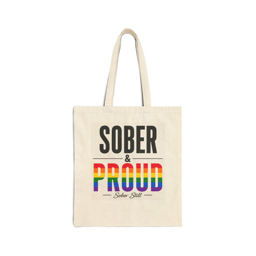 Canvas Tote — "Sober & Proud" Rainbow Pride Recovery Bag