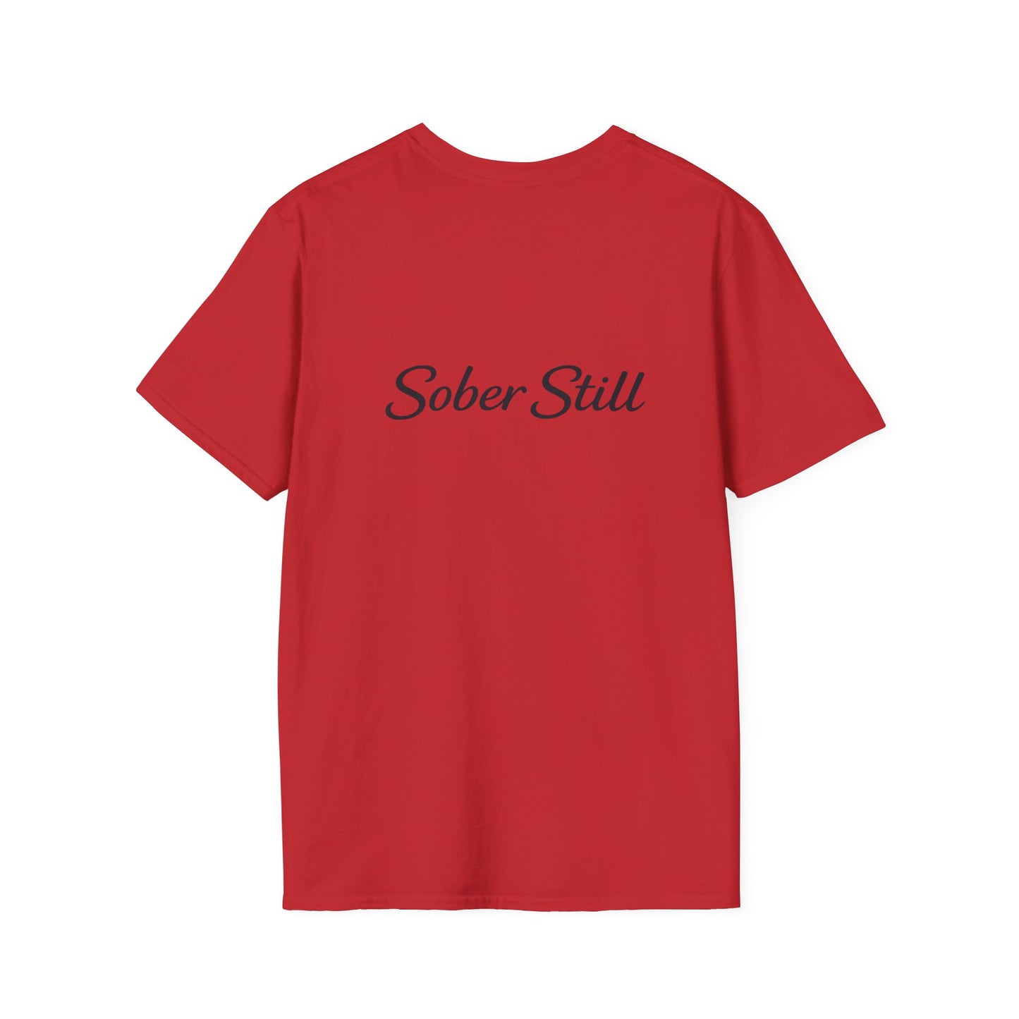 "I Am Still Sober" recovery t-shirt, texture close-up