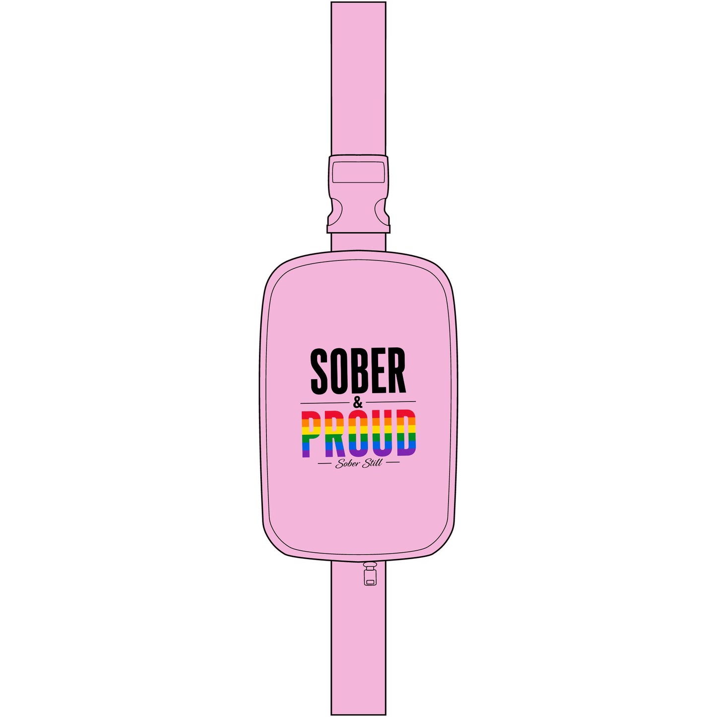 Sober & Proud embroidered sling bag, worn crossbody